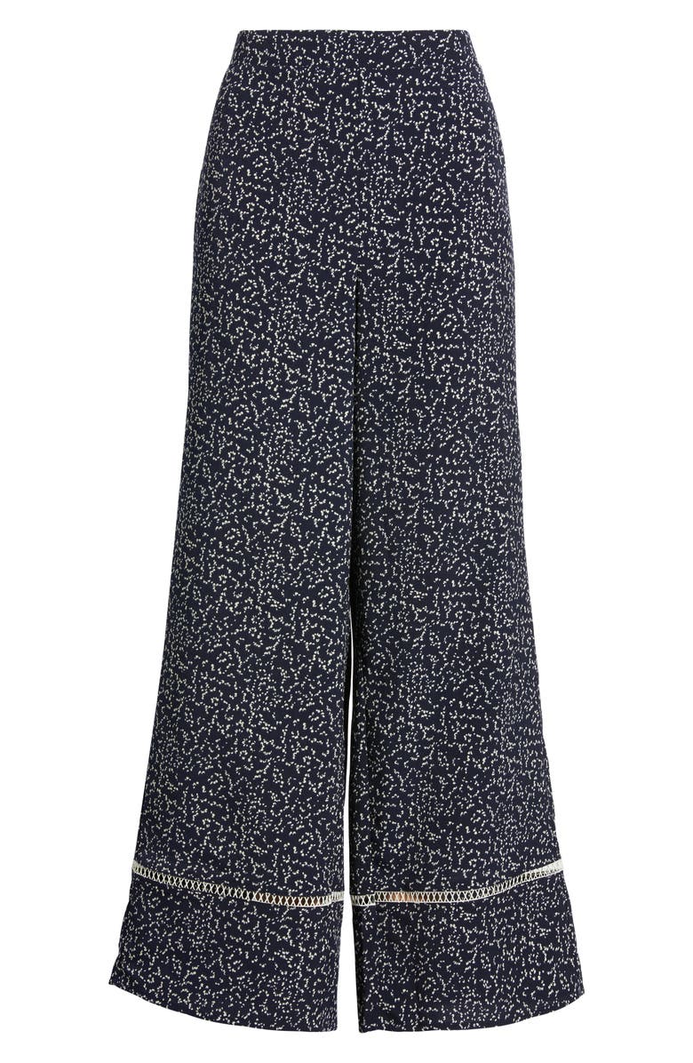 Bobeau Trim Inset Wide Leg Pants, Alternate, color, Navy/ Ivory