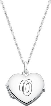 Tiny Blessings Sterling Silver Heart Locket & Engraved Initial 14-16" Necklace