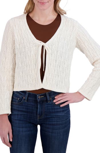 LUCKY BRAND LUCKY BRAND TIE FRONT OPEN STITCH CARDIGAN