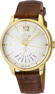 GV2 Men's Rovescio Croc Embossed Leather Strap Watch, 42mm