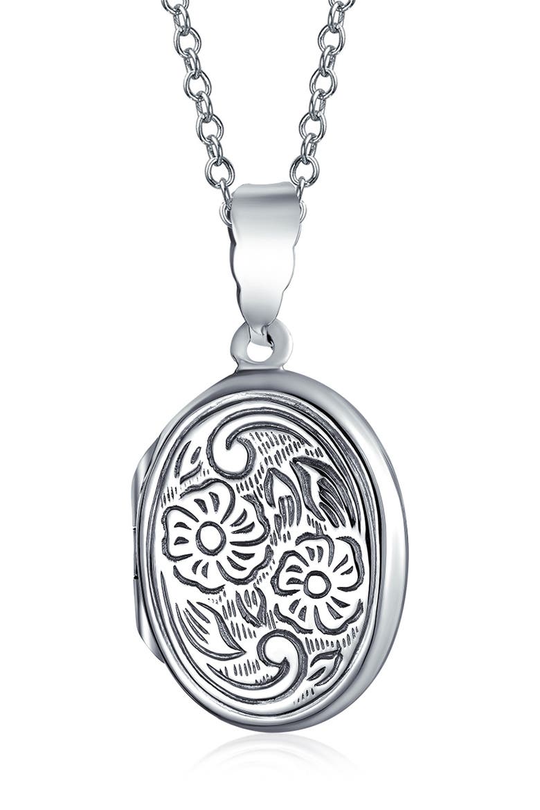 Sterling Silver Floral Pendant Necklace, Main, color, SILVER