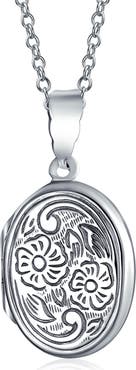 BLING JEWELRY Sterling Silver Floral Pendant Necklace