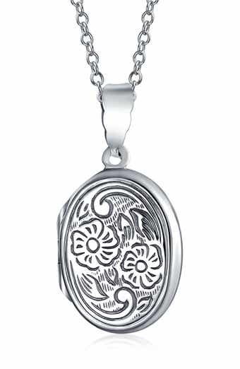 BLING JEWELRY Sterling Silver Floral Pendant Necklace