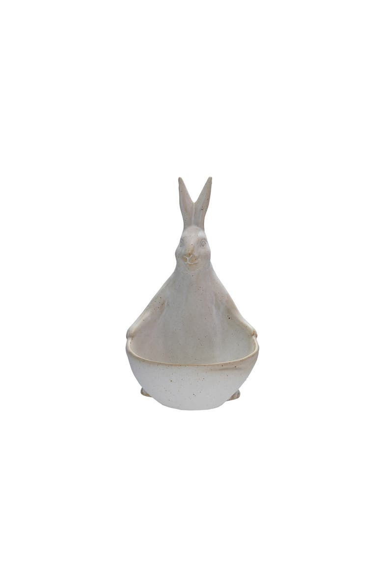 Storied Home Stoneware Rabbit with Bowl, Main, color,