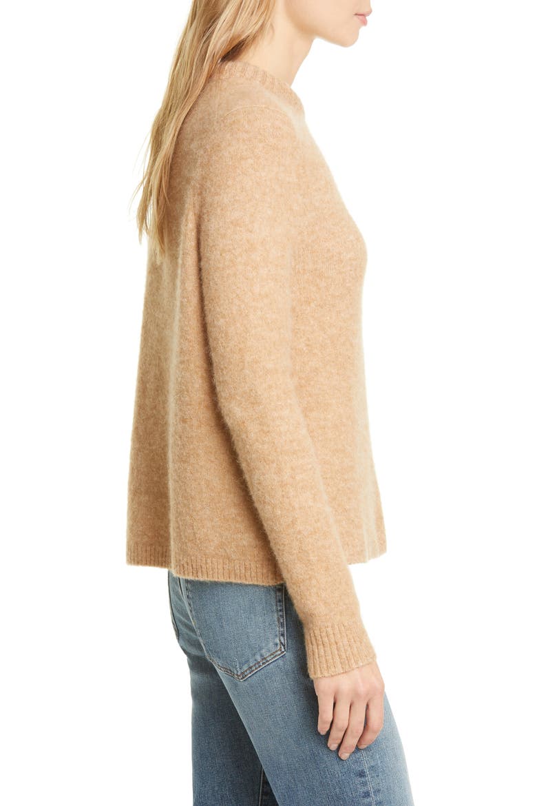 Puffy Crewneck Sweater, Alternate, color, CAMEL