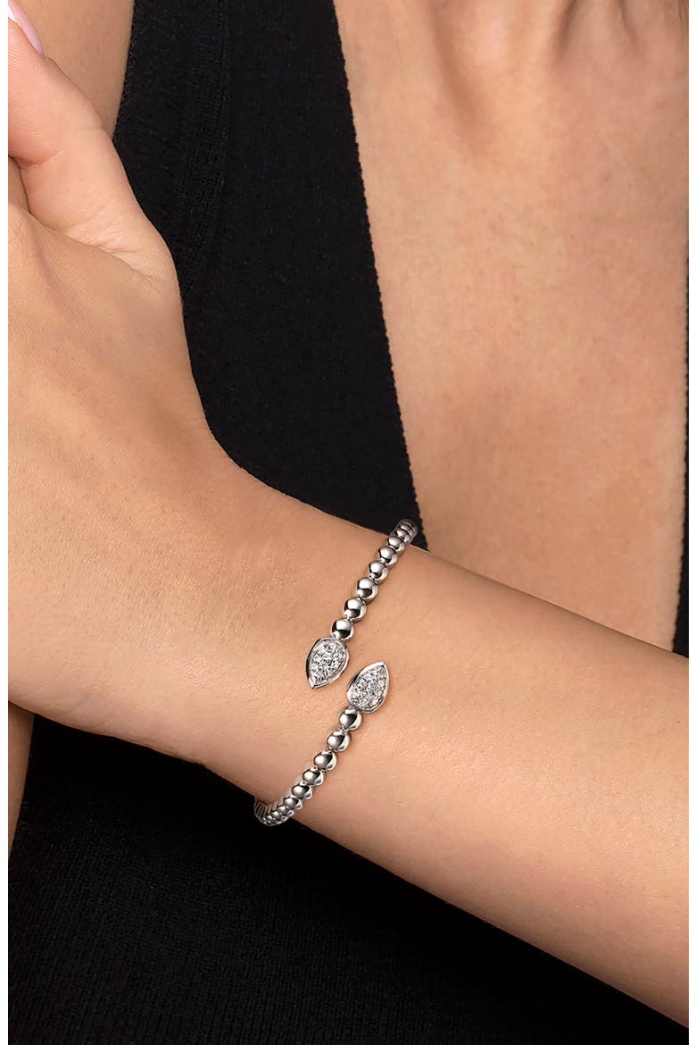 Bujukan Sterling Silver White Sapphire Bypass Cuff Bracelet, Alternate, color, STERLING SILVER