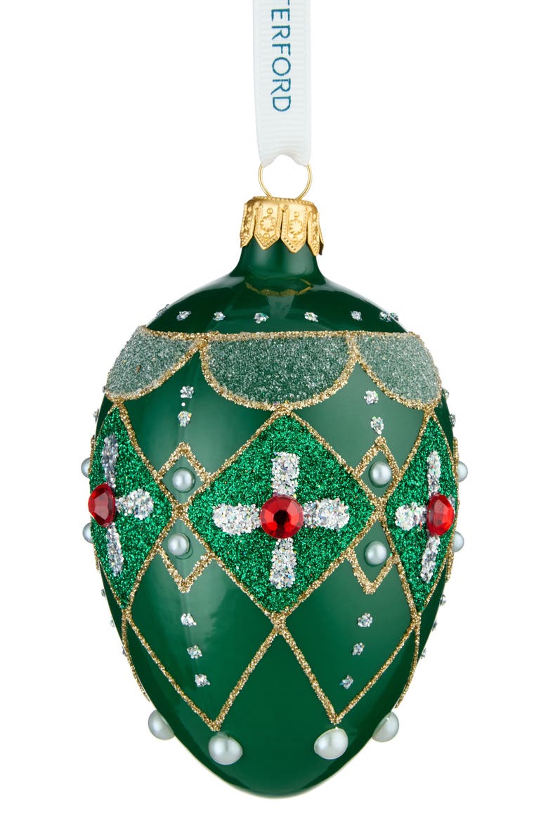 Holiday Heirlooms Green & Red Oval Glass Ornament, Main, color, MULTI GREEN