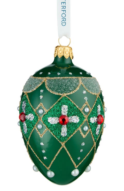 Holiday Heirlooms Green & Red Oval Glass Ornament