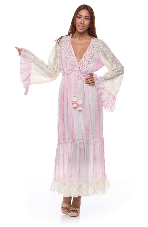 Ranee's Ranees Long Sleeve Maxi Dress In Baby Pink
