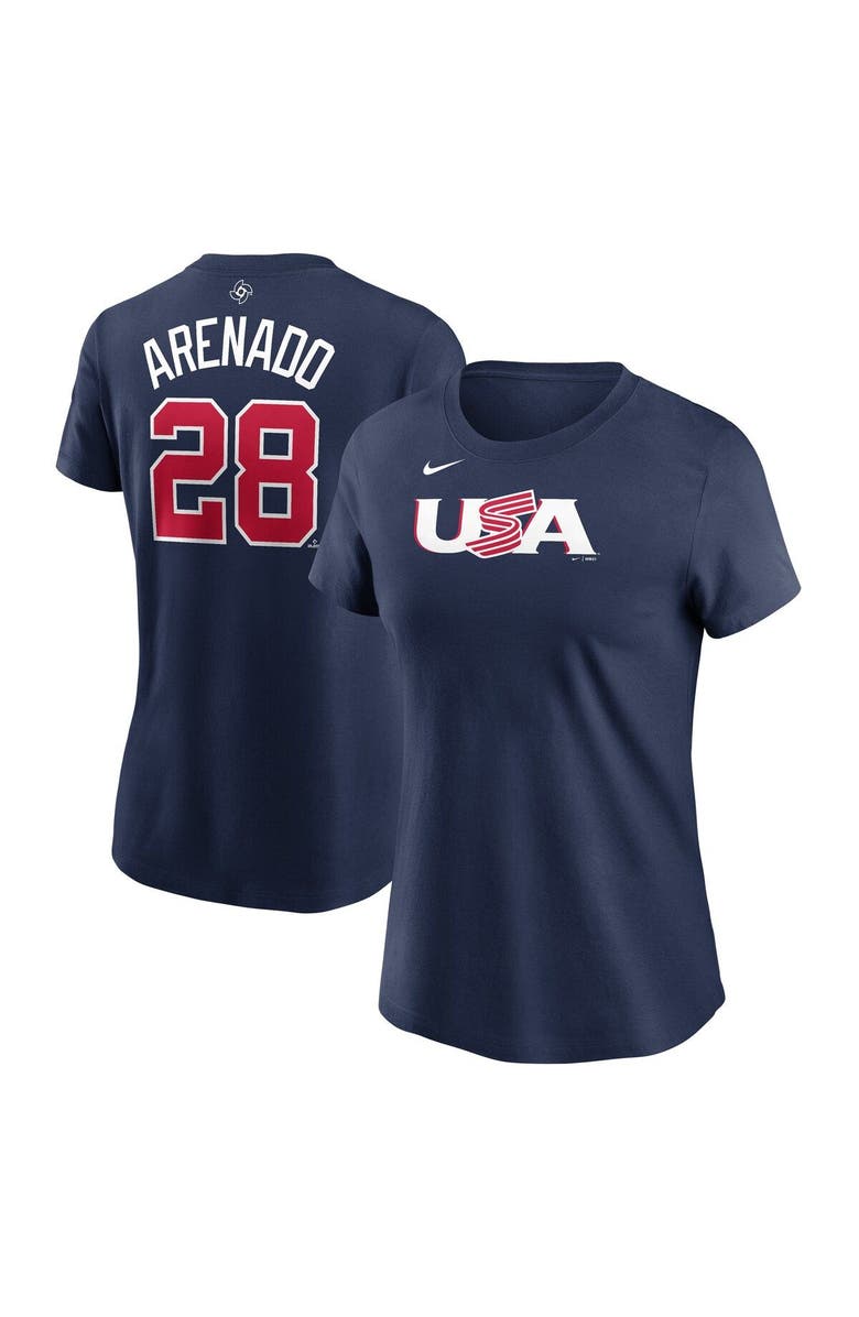Nike Women's Nike Nolan Arenado Navy USA Baseball 2023 World Baseball Classic Name & Number T-Shirt, Main, color,