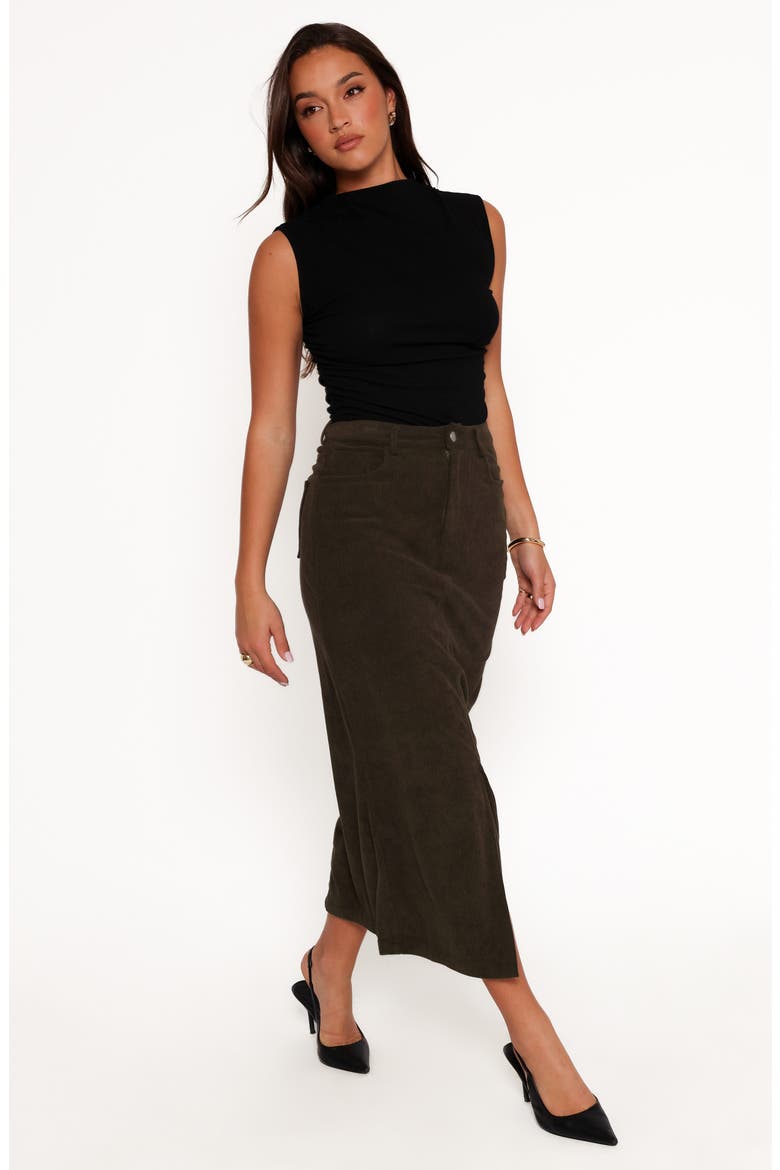 Myra Corduroy Midi Skirt, Alternate, color, OLIVE
