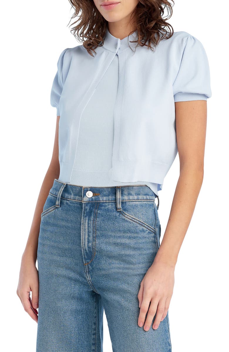Favorite Daughter The Cecila Short Sleeve Cardigan, Main, color, Sky Blue