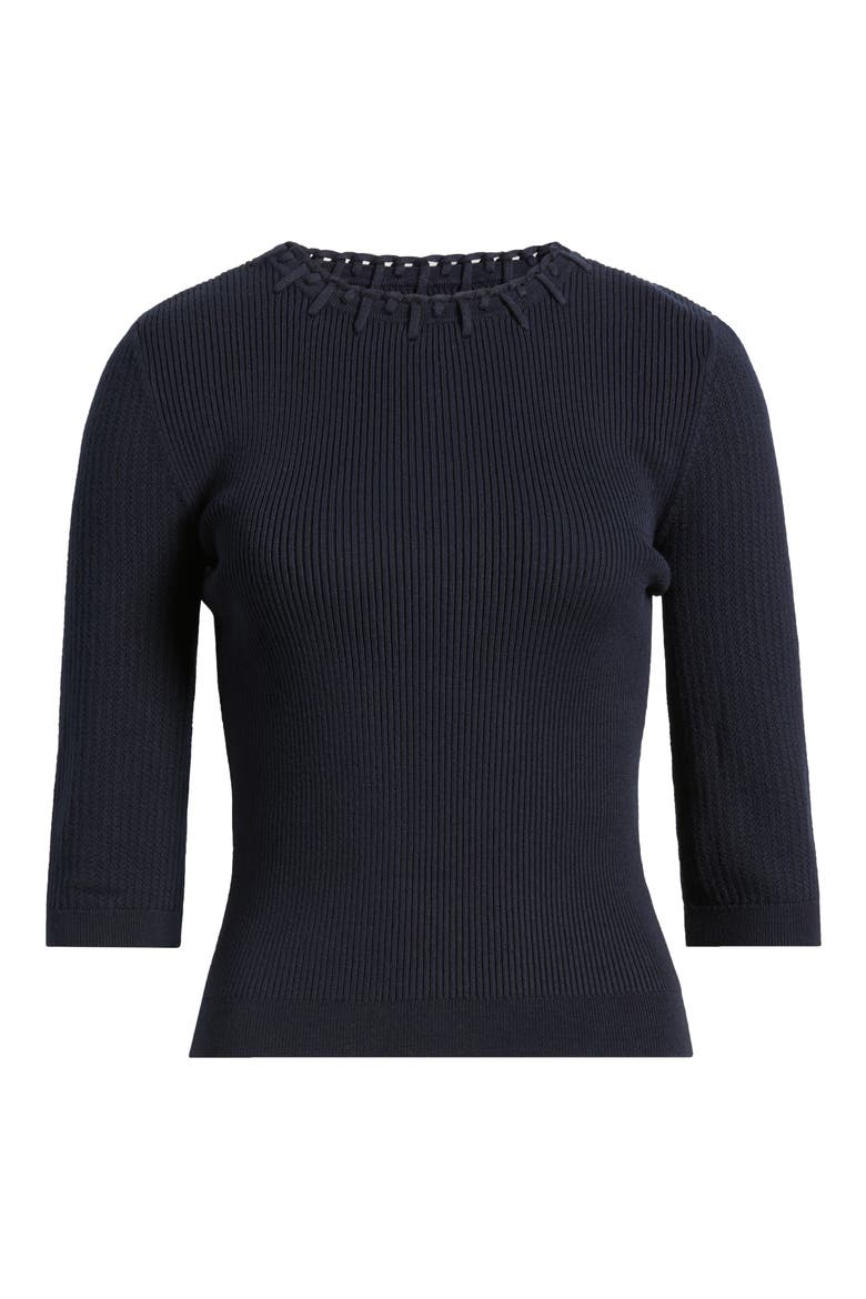 Elbow Sleeve Rib Sweater, Alternate, color, NAVY