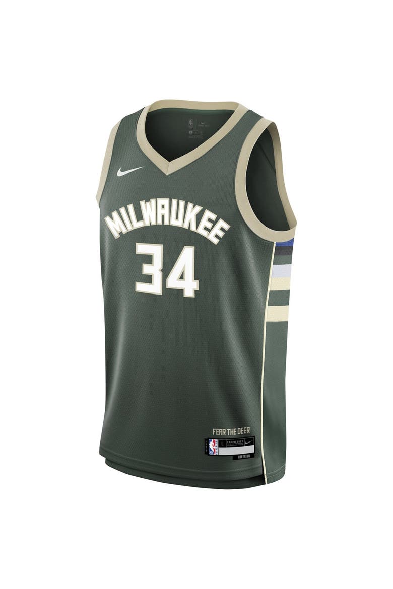 Youth Nike Giannis Antetokounmpo Hunter Green Milwaukee Bucks Swingman Jersey - Icon Edition, Alternate, color, Hunter Green