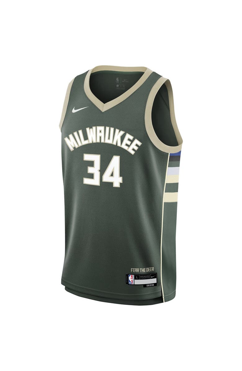Nike Youth Nike Giannis Antetokounmpo Hunter Green Milwaukee Bucks Swingman Jersey - Icon Edition, Alternate, color, Hunter Green