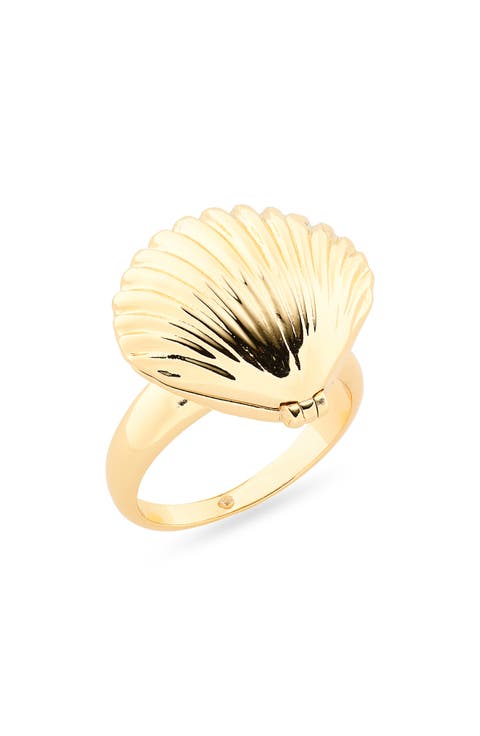 Seashell & Faux Pearl Ring