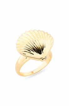 Seashell & Faux Pearl Ring