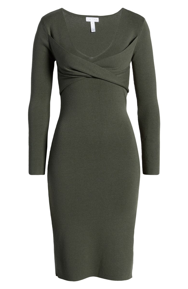 Leith Twist Front Long Sleeve Sweater Dress, Alternate, color, 