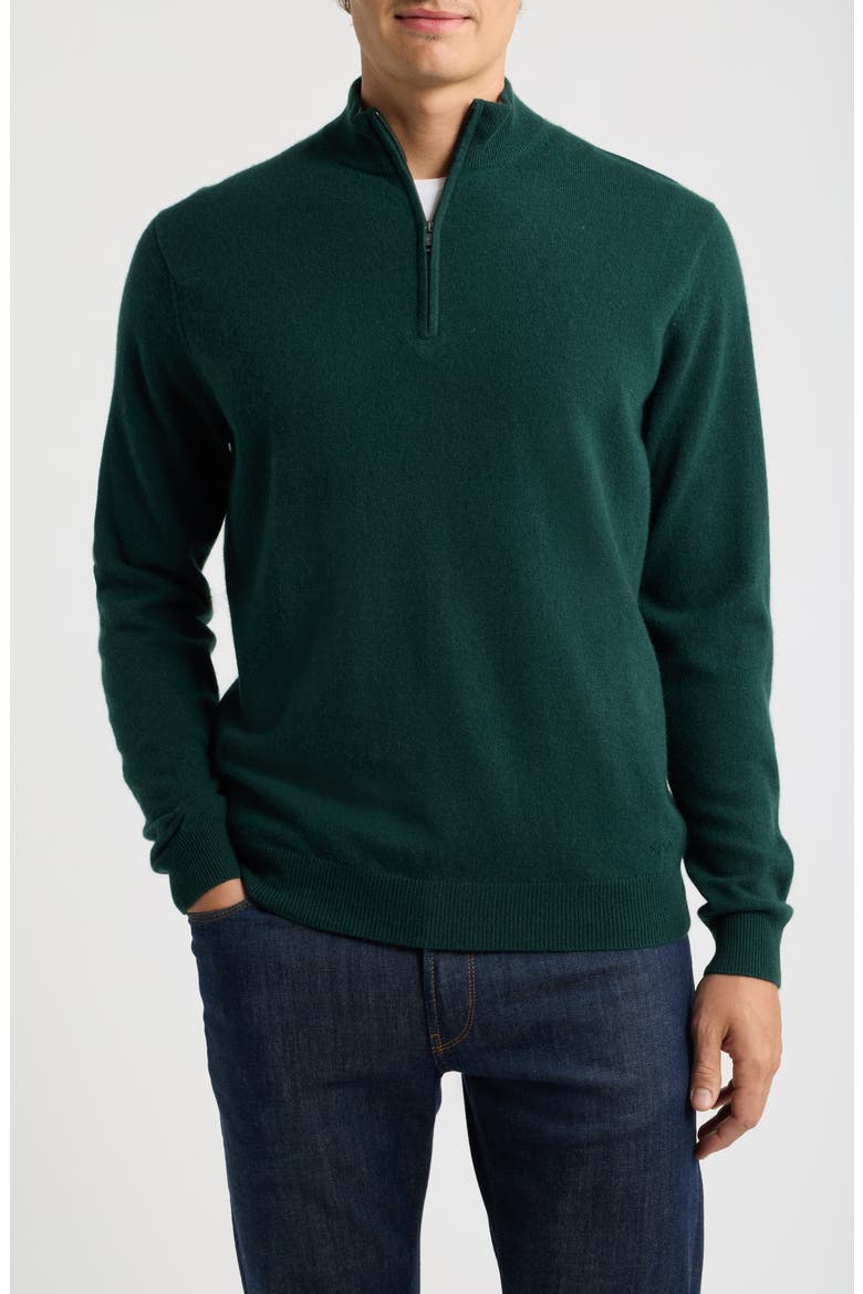 Crown Anniversary Quarter Zip Cashmere Sweater, Main, color, PINE BROOK