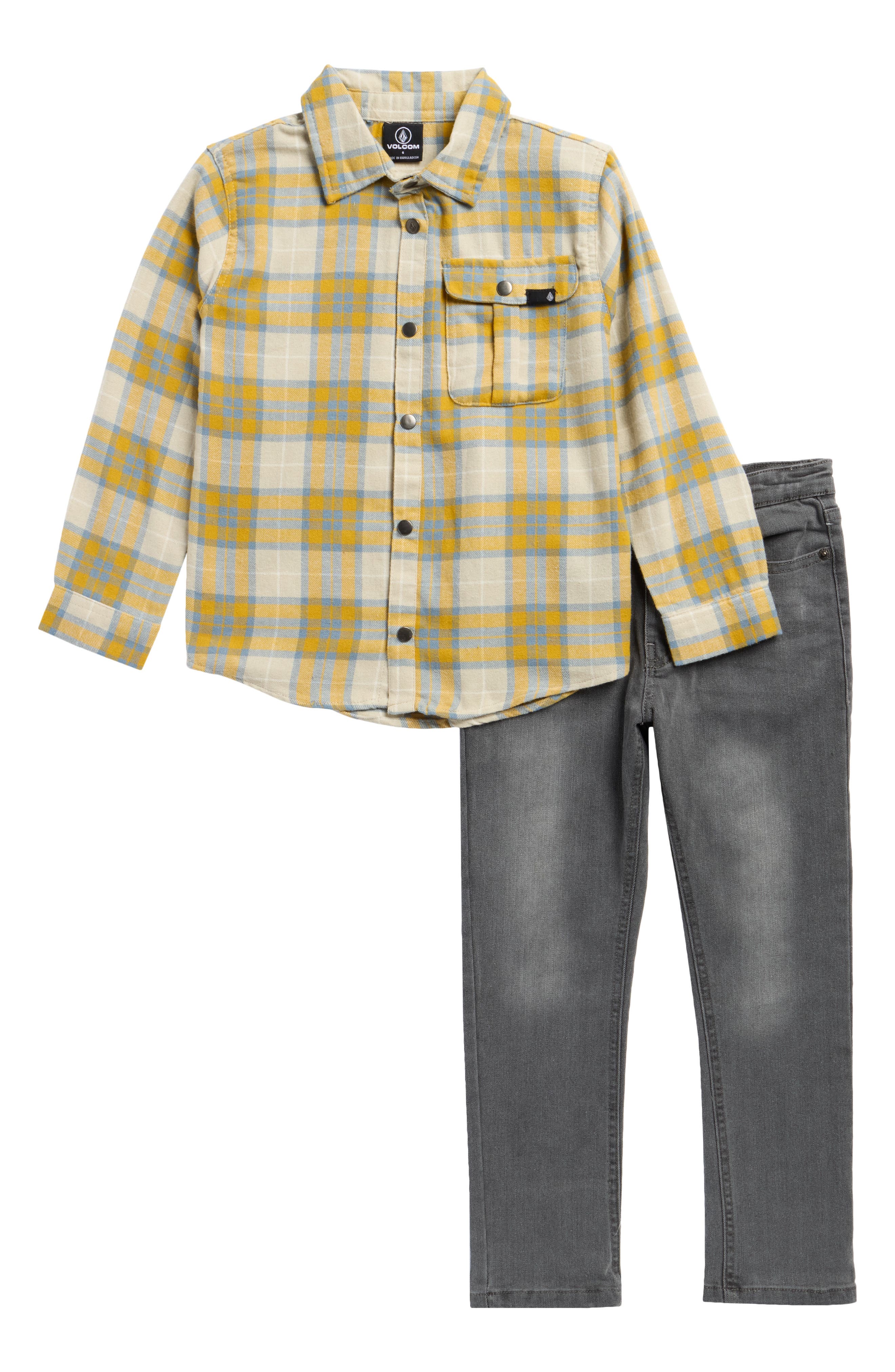 Volcom Kids' Flannel Button-Up Shirt & Jeans Set