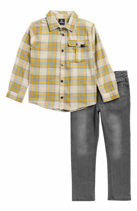 Volcom Kids' Flannel Button-Up Shirt & Jeans Set