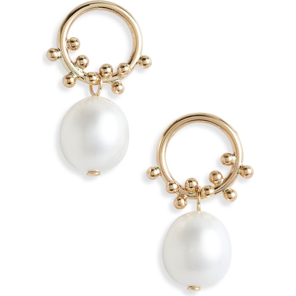 Poppy Finch Cultured Pearl Bubble Front Hoop Earrings in Gold  product