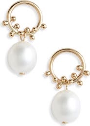 Poppy Finch Cultured Pearl Bubble Front Hoop Earrings