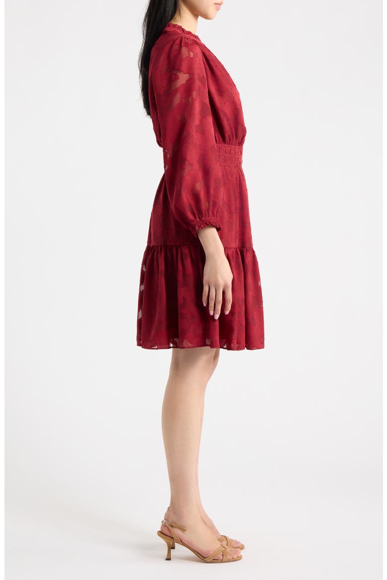 Tiered Ruffle Fit & Flare Dress, Alternate, color, NEW BURGANDY