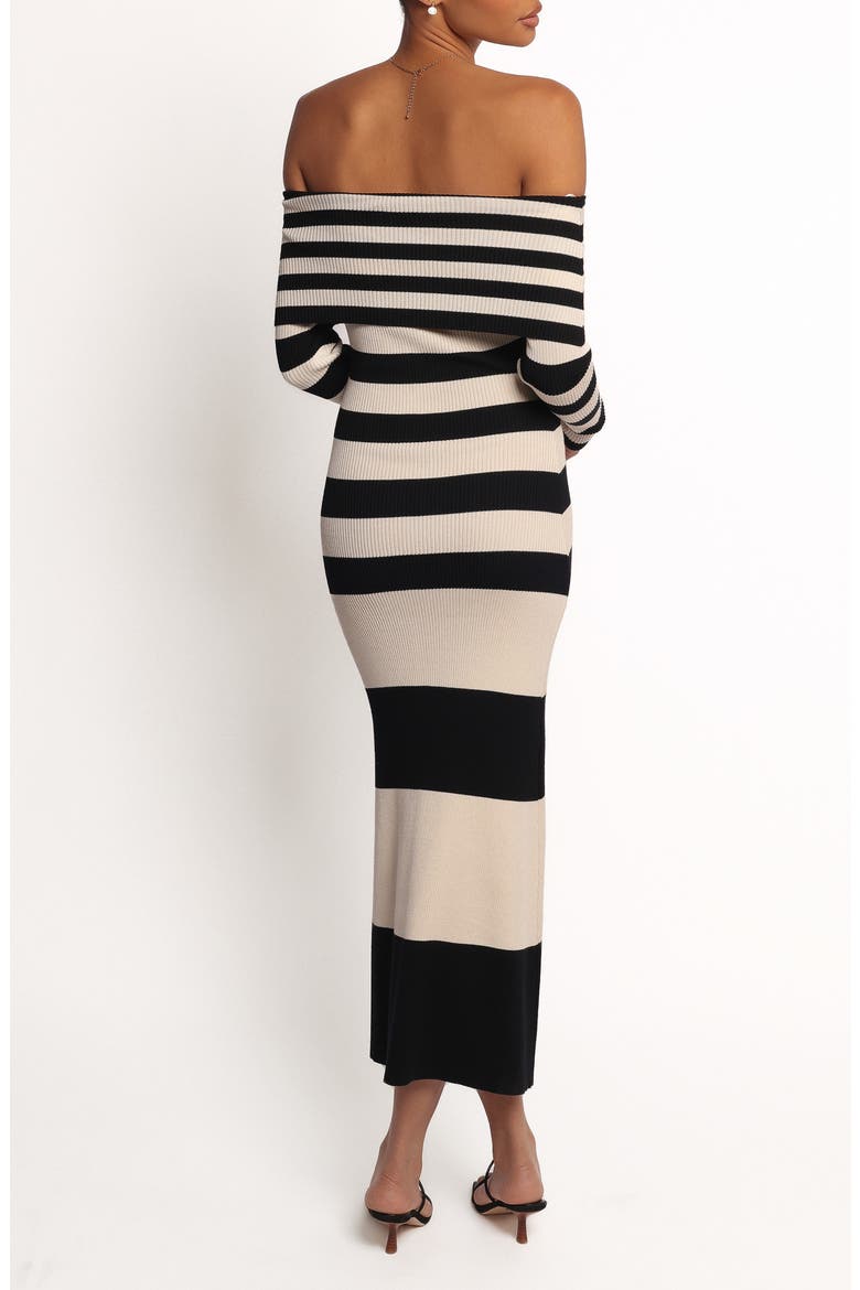 Banks Off the Shoulder Sweater Dress, Alternate, color, BLACK CREAM STRIPE