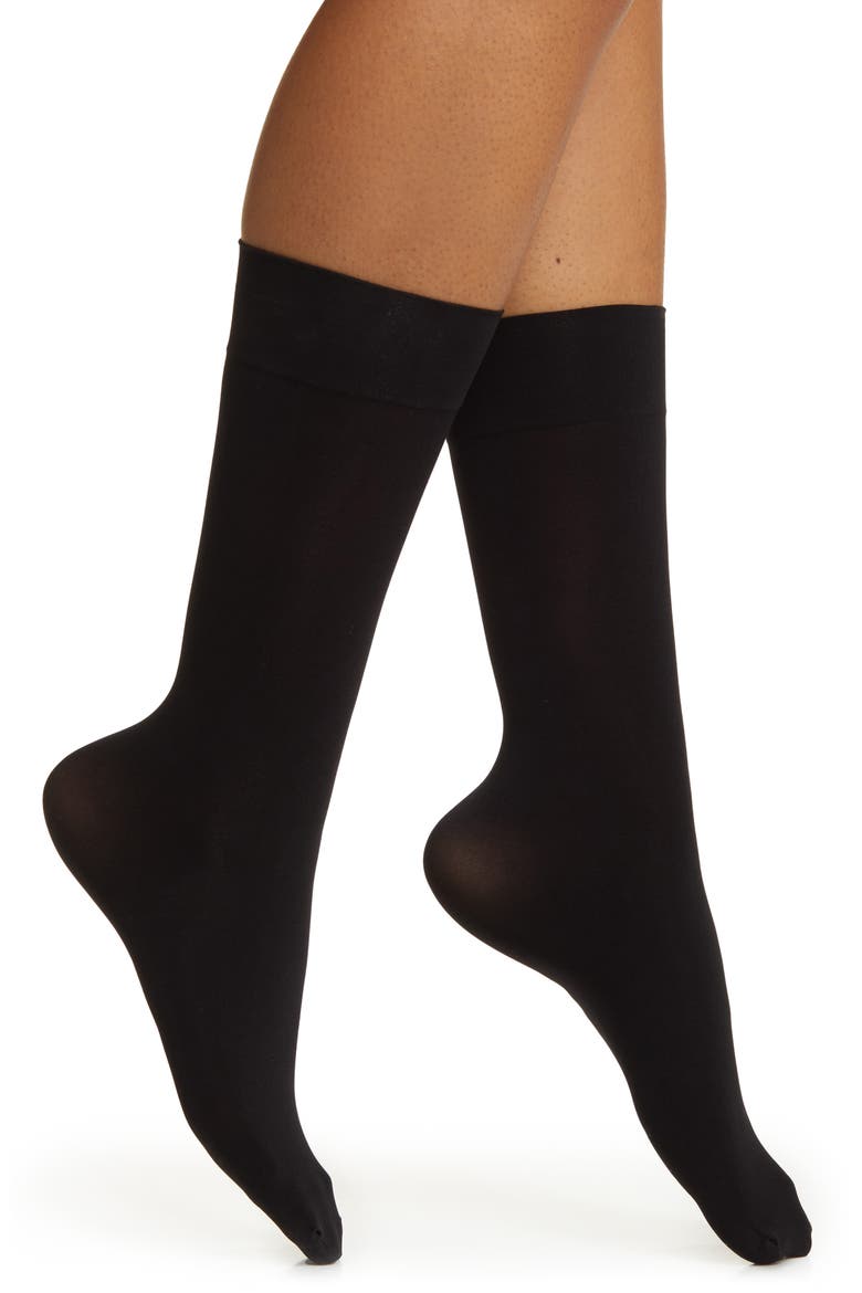 3-Pack Opaque Stretch Nylon Socks, Main, color, BLACK