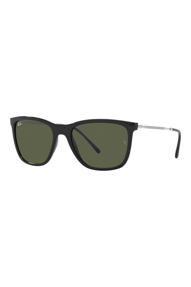 56mm Pillow Sunglasses, Alternate, color, BLACK / GREEN