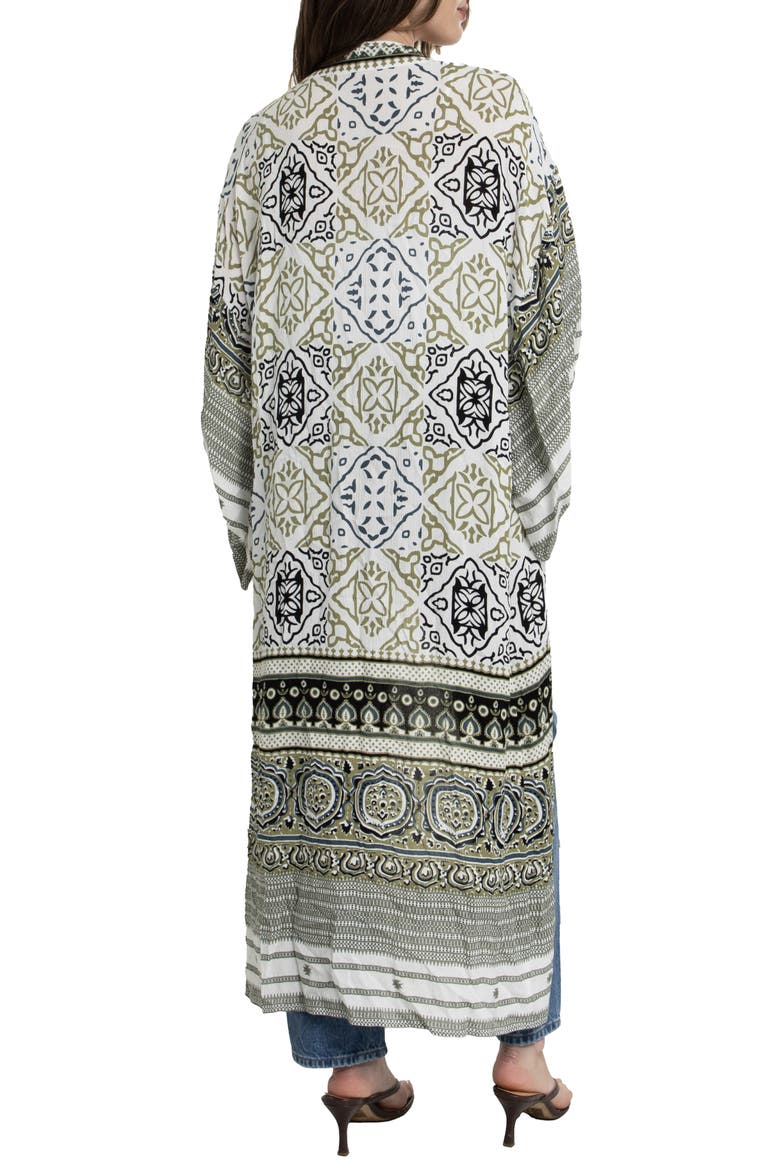Mosaic Tile Print Cover-Up Kaftan, Alternate, color, WHITE