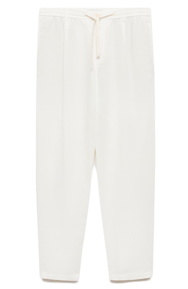 MANGO Slim Fit Pleated Crop Linen & Cotton Drawstring Pants, Alternate, color, 