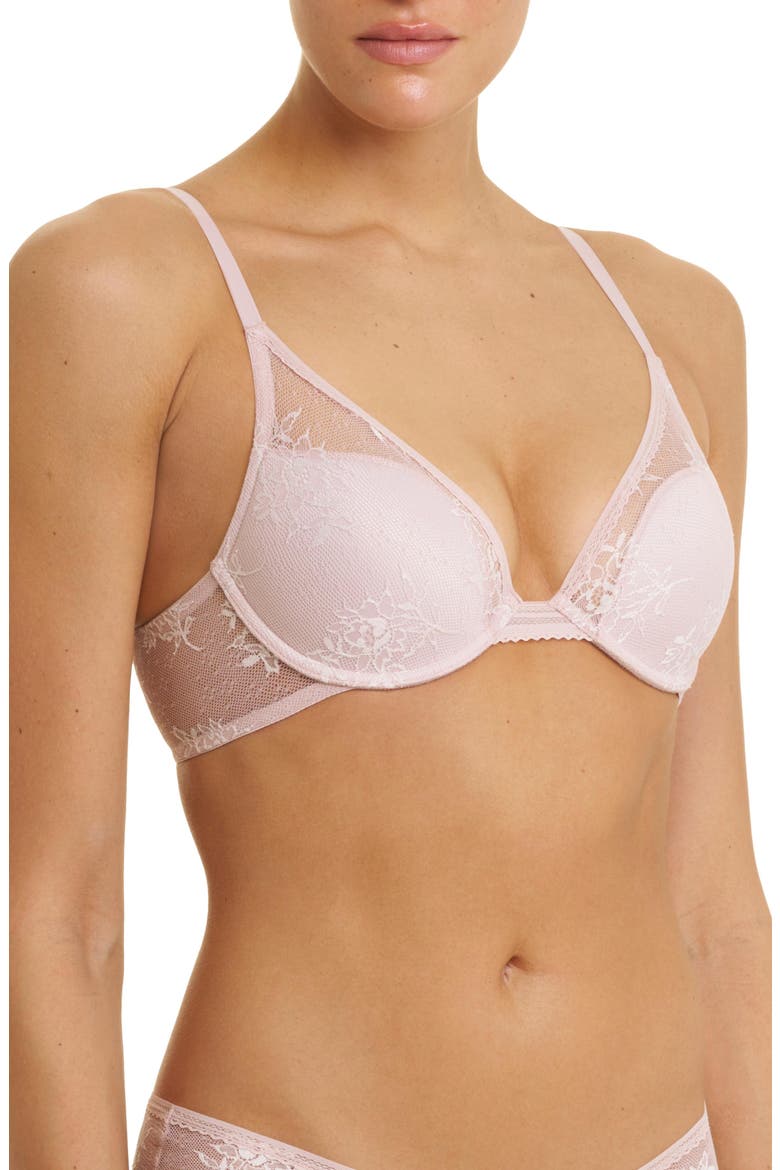 Love Lace Convertible Plunge Push-Up Bra, Alternate, color, Pink Pearl/Warm White