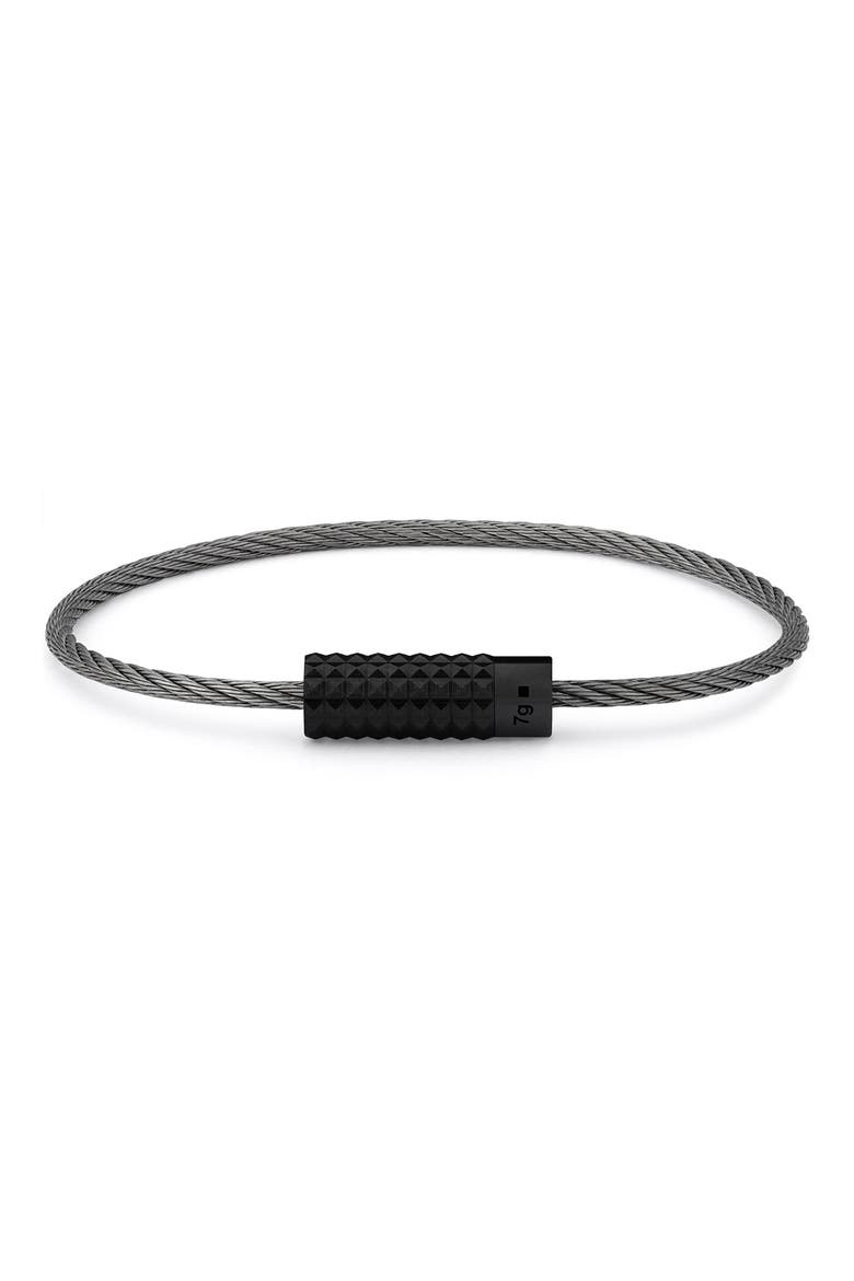 Men's 7G Black Ceramic Pyramid Cable Bracelet, Main, color, BLACK CERAMIC/ BLACK SILVER