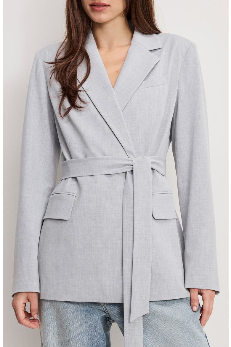 Essential Belted Suit Blazer, Main, color, CROSSHATCH GREY