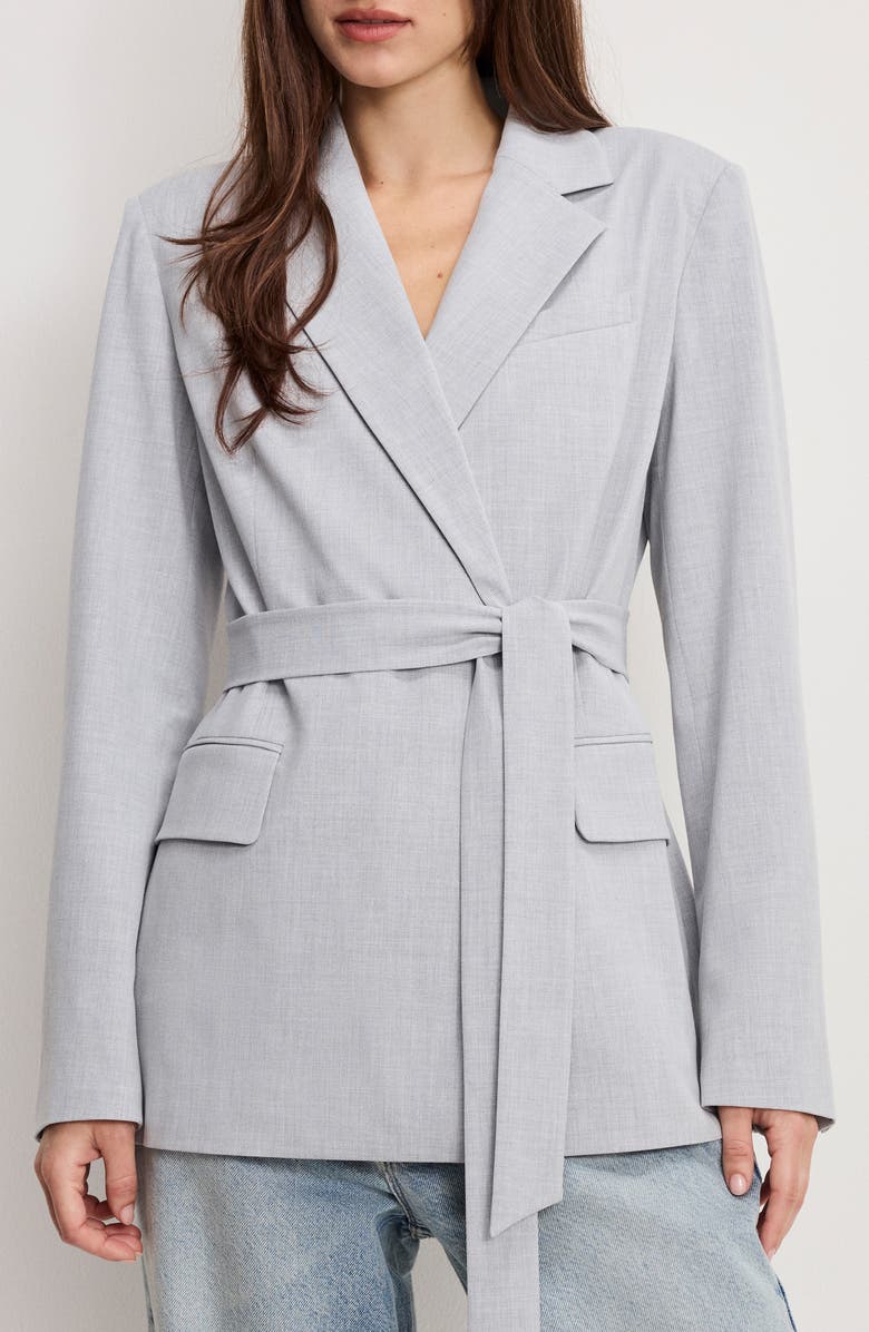 Good American Essential Belted Suit Blazer, Main, color, Crosshatch Grey