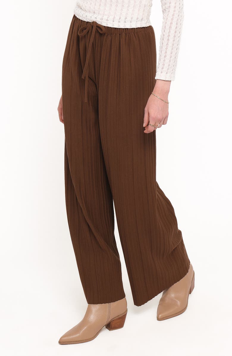 Petal & Pup Davis Pleated Wide Leg Knit Pants, Alternate, color, Brown