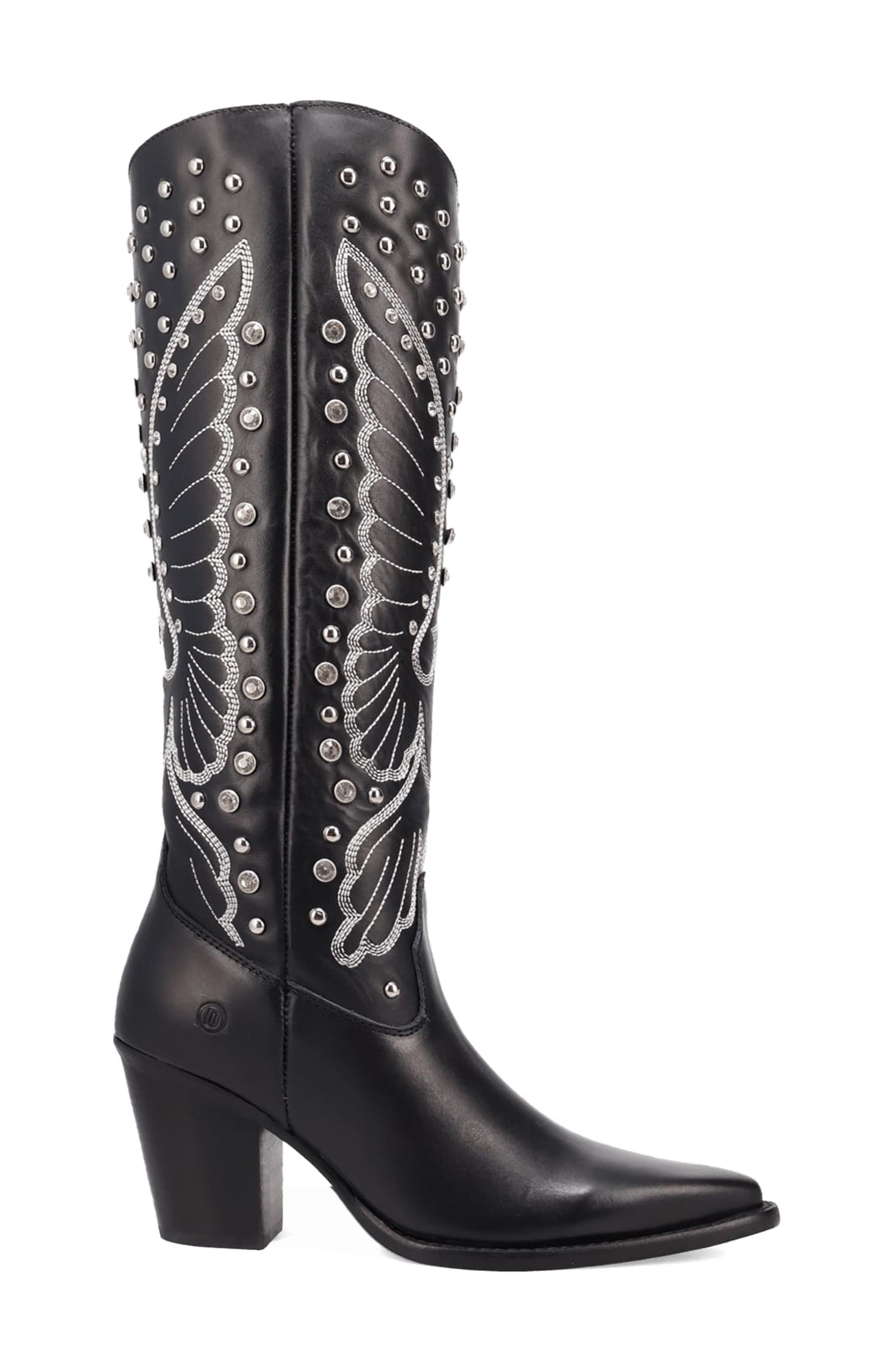 Dingo Diamonds Forever Knee High Western Boot, Alternate, color, Black