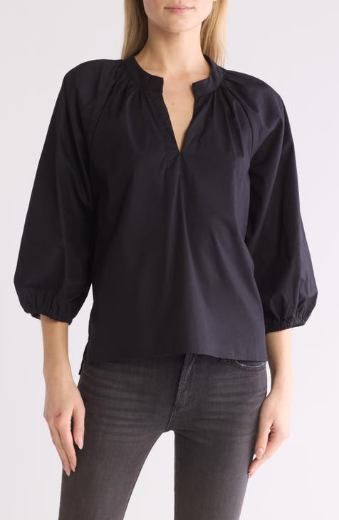 V-Neck Poplin Top