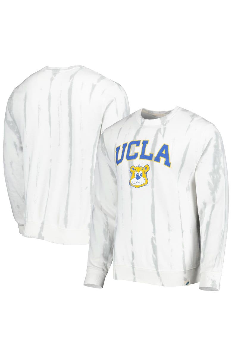LEAGUE COLLEGIATE WEAR Men's League Collegiate Wear White/Silver UCLA Bruins Classic Arch Dye Terry Pullover Sweatshirt, Main, color, White