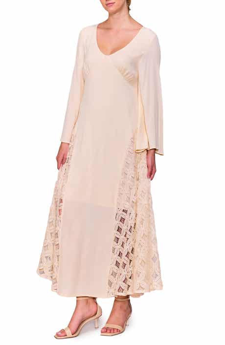 MELLODAY Long Sleeve Lace Inset Maxi Dress