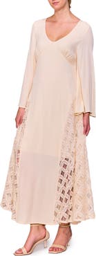 MELLODAY Long Sleeve Lace Inset Maxi Dress