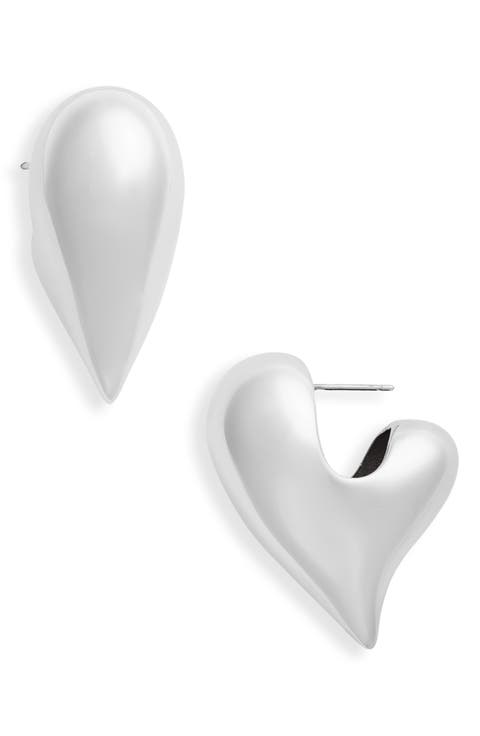 Art Heart Puffy Stud Earrings