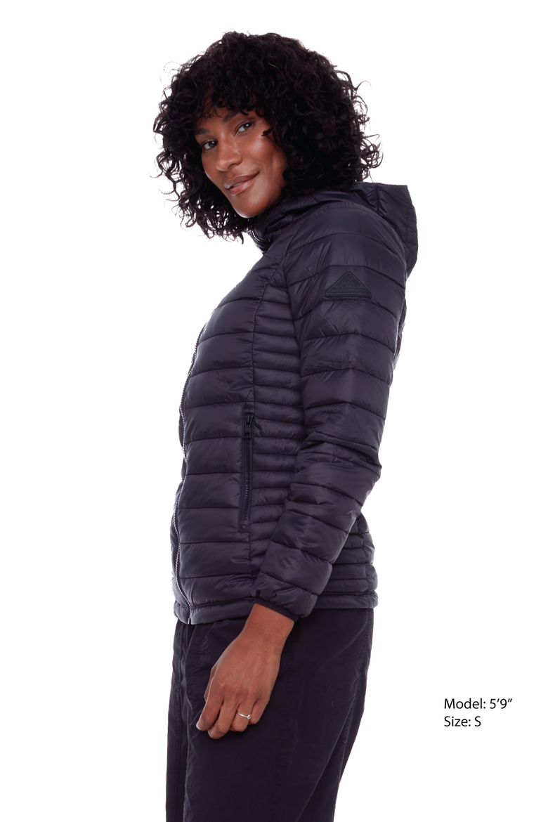 YOHO LADIES - Vegan Down Lightweight Packable Puffer Jacket & Bag, Alternate, color, BLACK