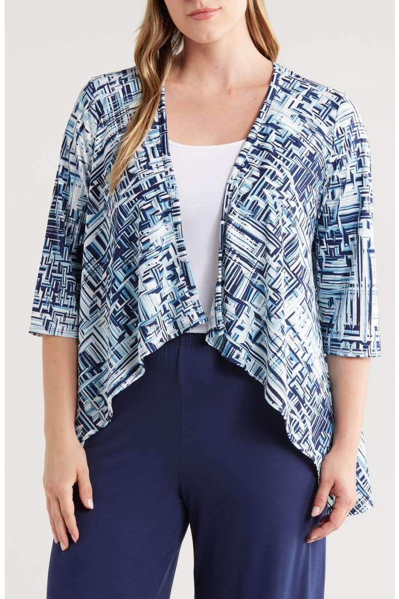 Abstract Print Open Front Cardigan, Main, color, NAVY MULTI