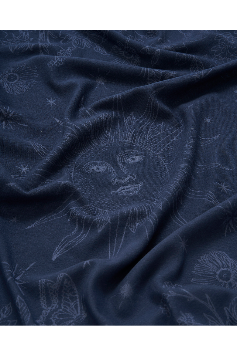 Selene Large Square Jacquard Scarf, Alternate, color, Navy