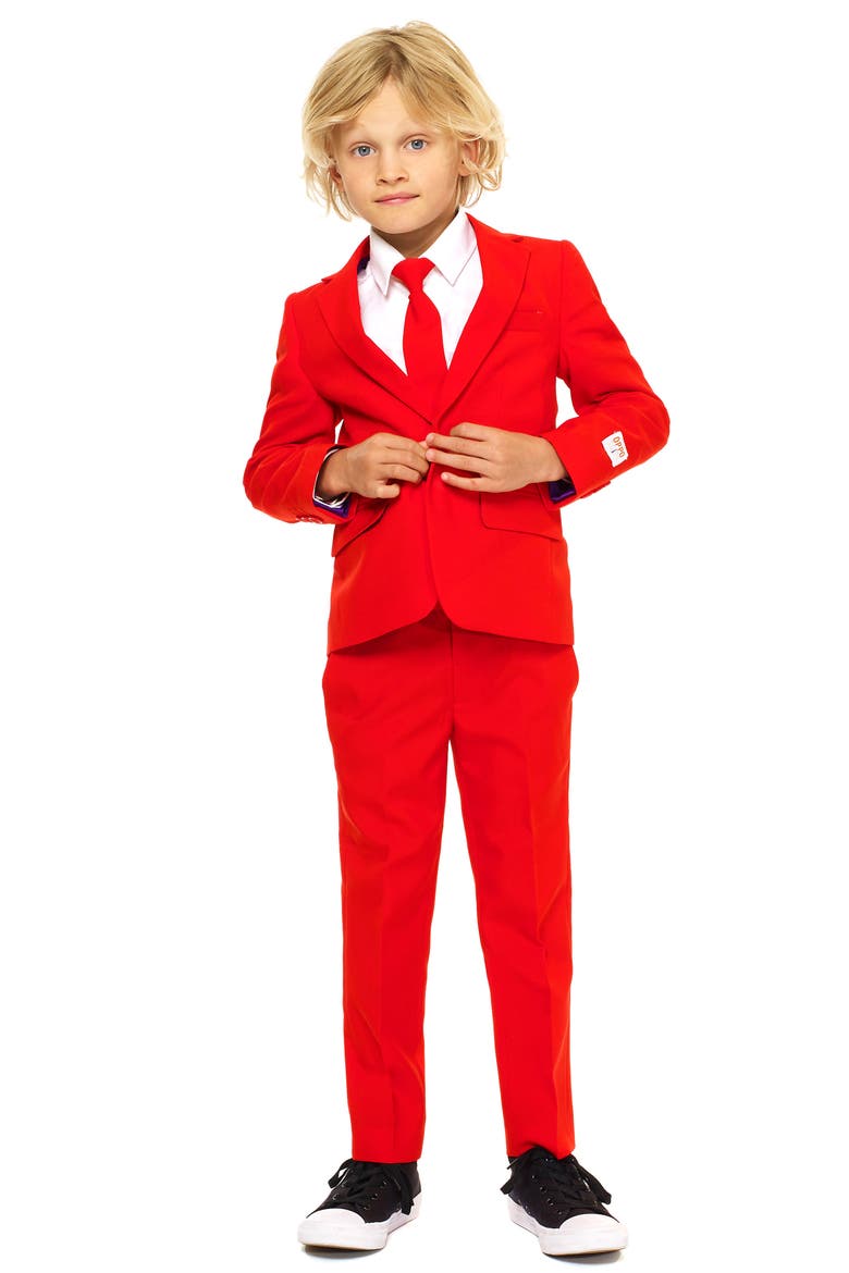 Red Devil Two-Piece Suit with Tie, Main, color, RED