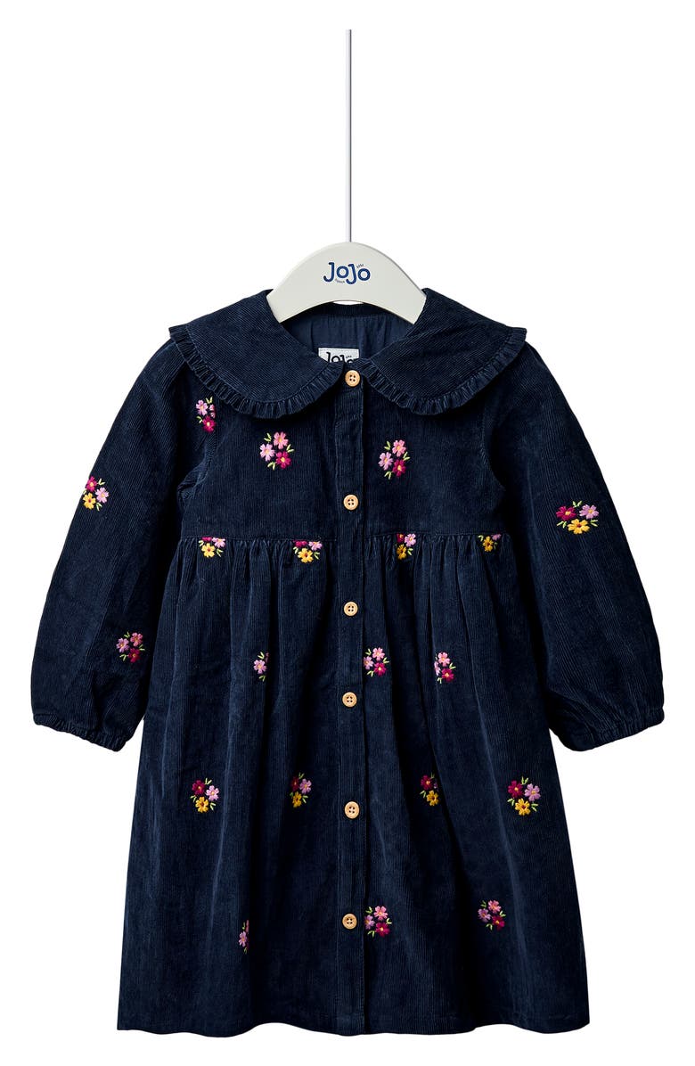 JOJO MAMAN BEBE Floral Embroidered Long Sleeve Corduroy Dress, Main, color, Floral