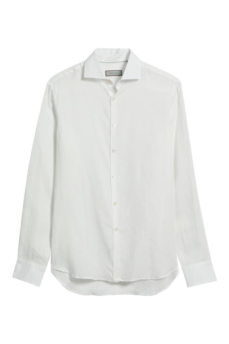 Regular Fit Linen Button-Up Shirt, Alternate, color, WHITE